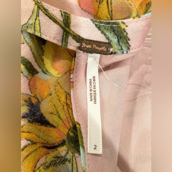 NWT, Free People Tegan Dress, Size 2, Pink Yellow Floral - Picture 5 of 16